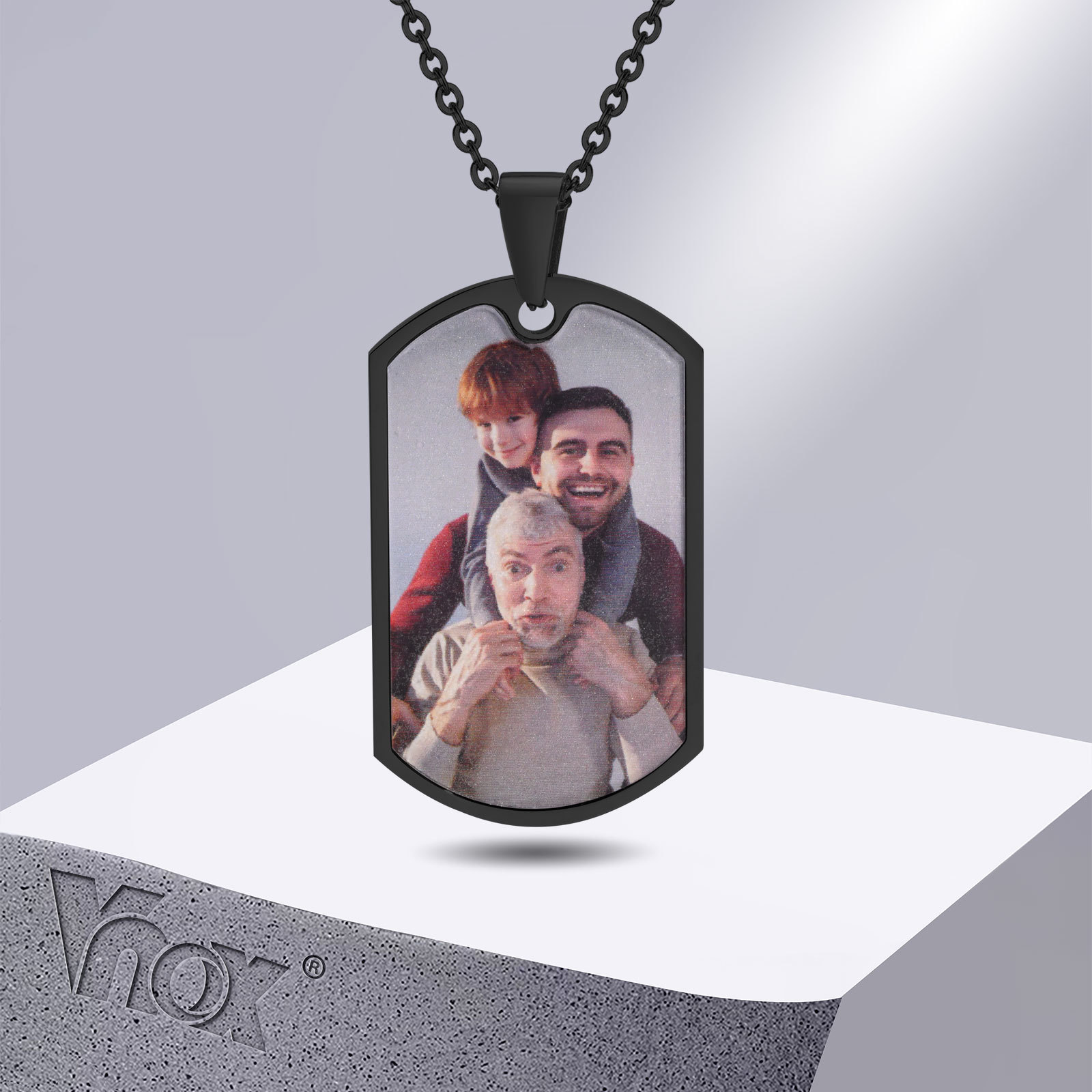 Mens Dog Tag Necklace - Vnox бесплатно на заказ фотографии слова