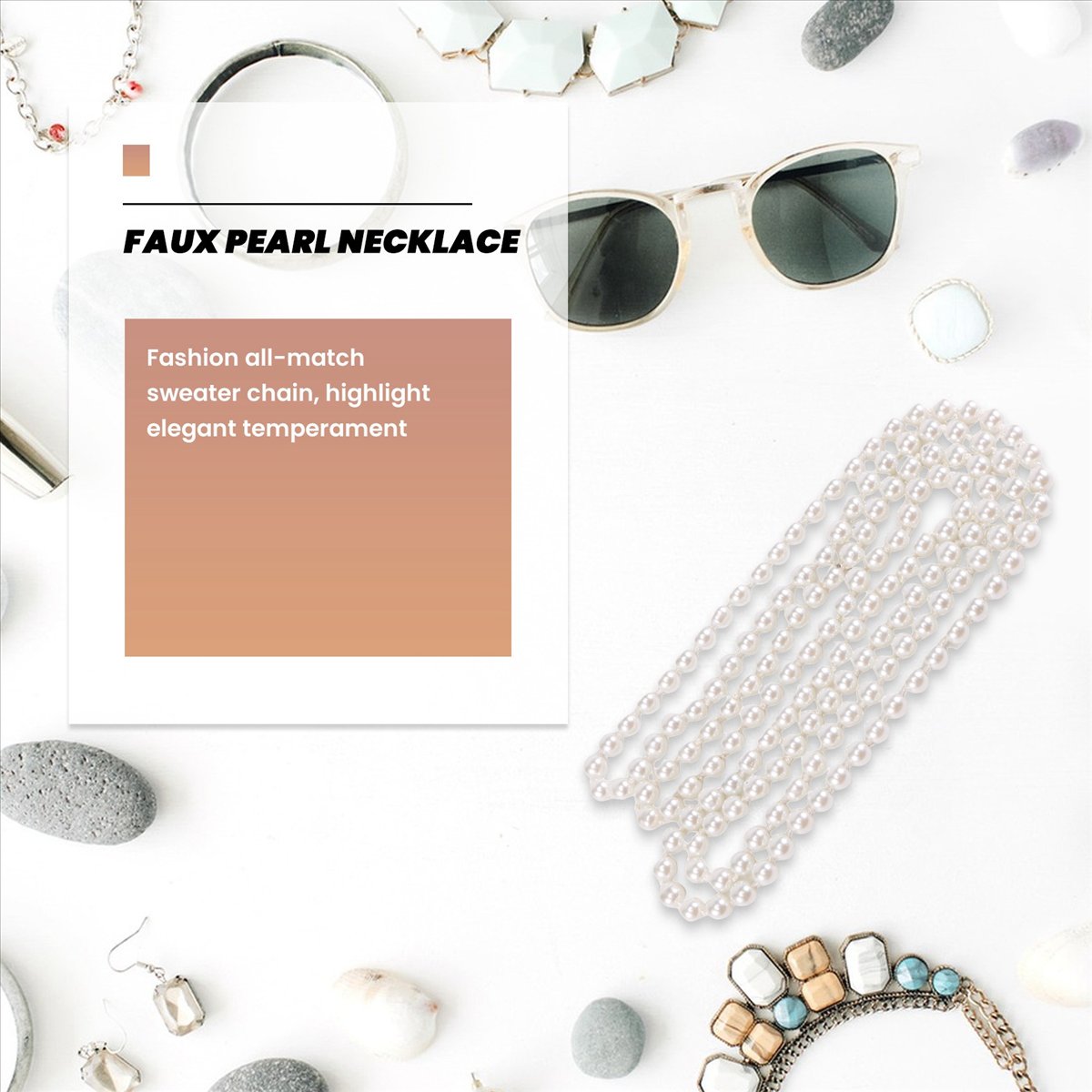 Pearl Necklace - ABQR Длинный свитер-цепочка из искусственного жемчуга,
