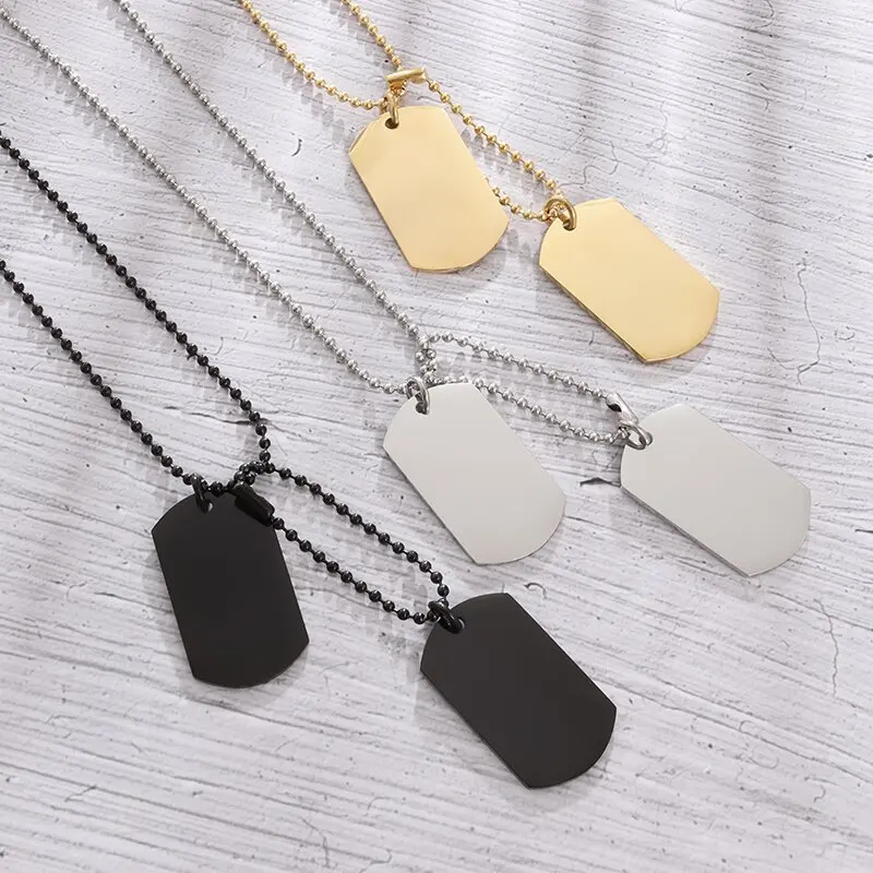 Mens Dog Tag Necklace - Простое ожерелье с двойной собачкой из