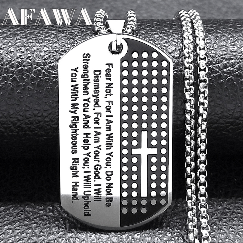 Mens Dog Tag Necklace - Страх не для я с тобой,