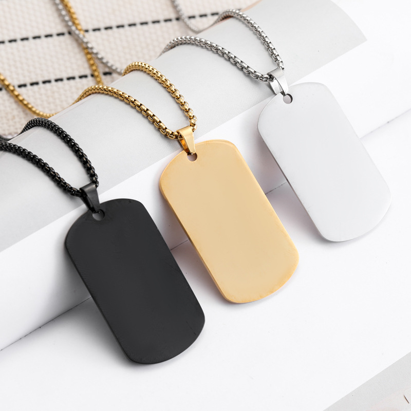 Mens Dog Tag Necklace - HNSP Простой кулон-жетон из нержавеющей стали,