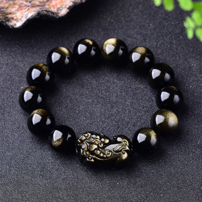Gemstone Bracelet Healing - Браслет из натурального золота с обсидианом