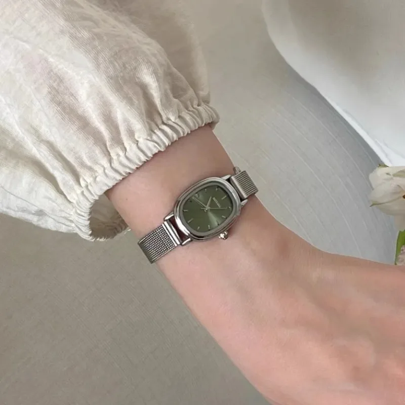 Jewelry Watches Women - Зеленые часы с маленьким овальным циферблатом,