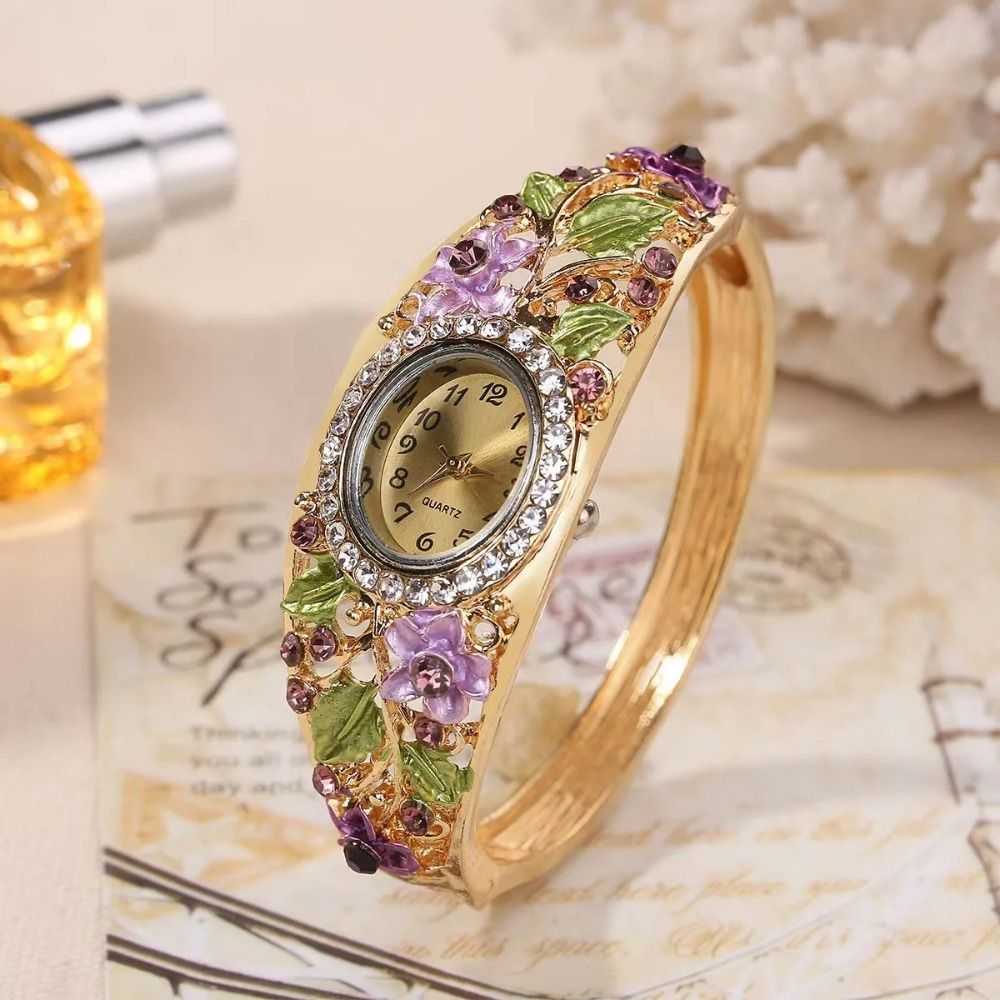 Jewelry Watches Vintage - Винтажные часы с цветочным узором, круглый