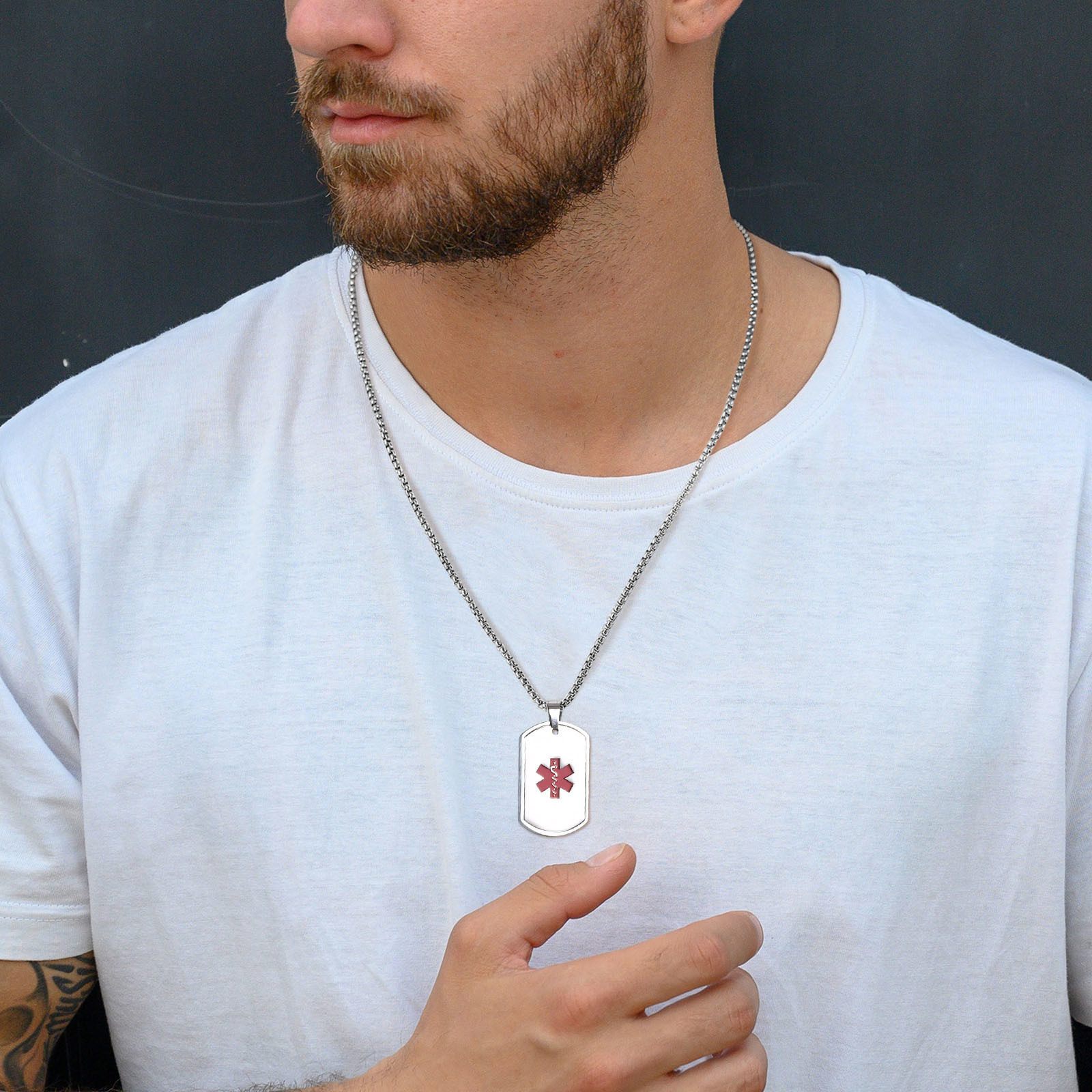 Ожерелье Vnox с медицинским оп – обзор и цена Mens Dog Tag Necklace