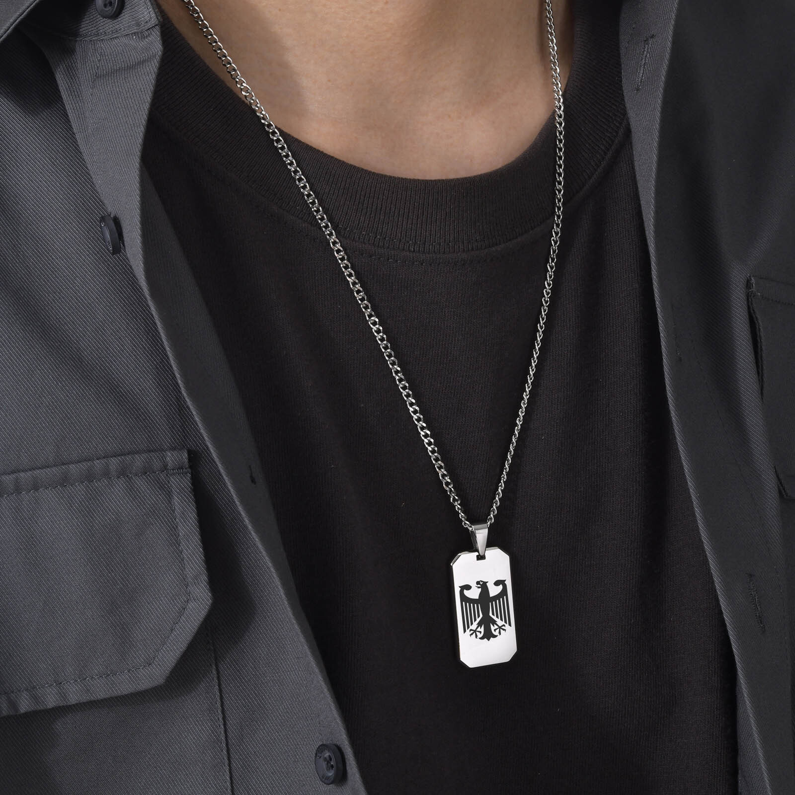 Квадратные ожерелья с немецким – обзор и цена Mens Dog Tag Necklace